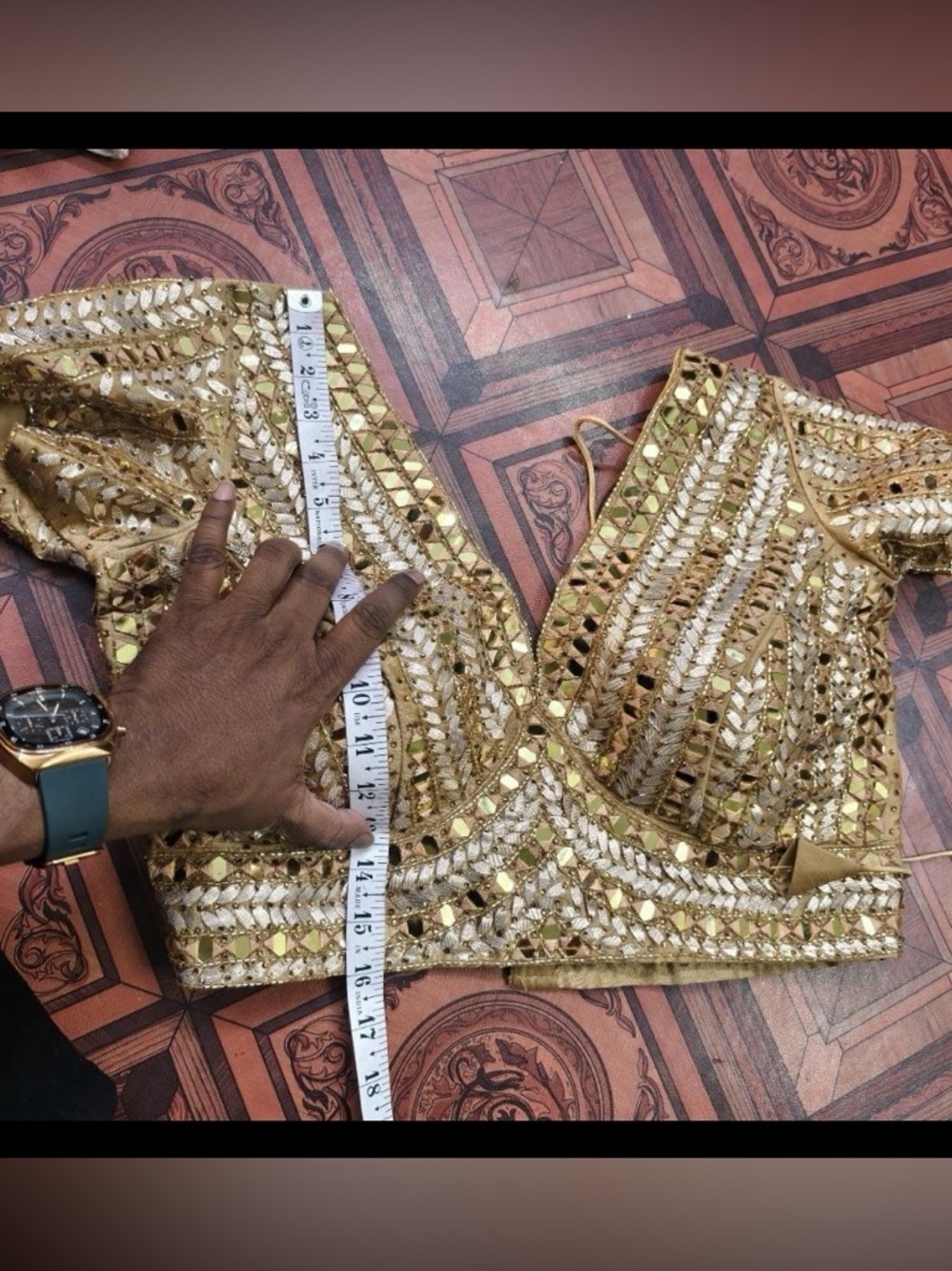 Gold Sequin Embellished Saree/Lahenga Blouse